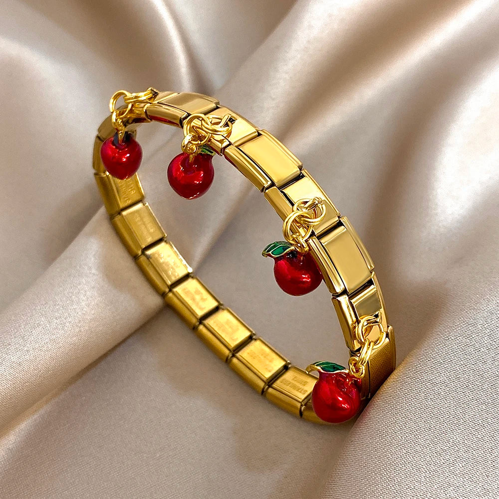 Cherry Charm Link Bracelet