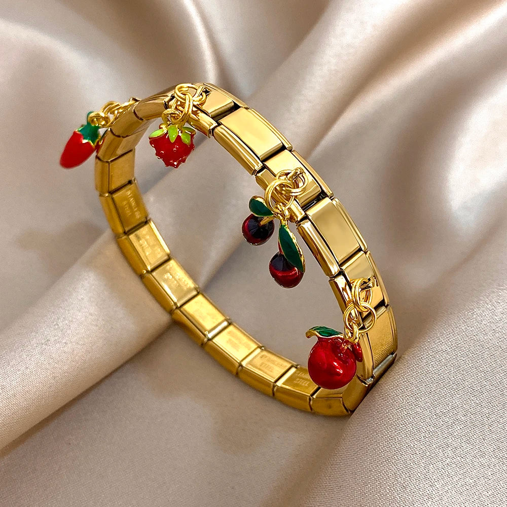 Cherry Charm Link Bracelet