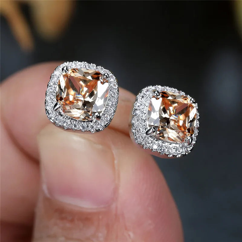 Dazzling Halo Stud Earrings