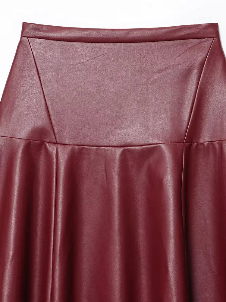 PU Leather Skirt Fashion Long