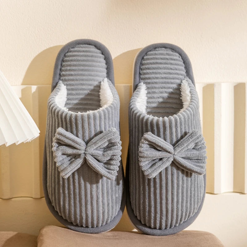 Corduroy Bow Slippers