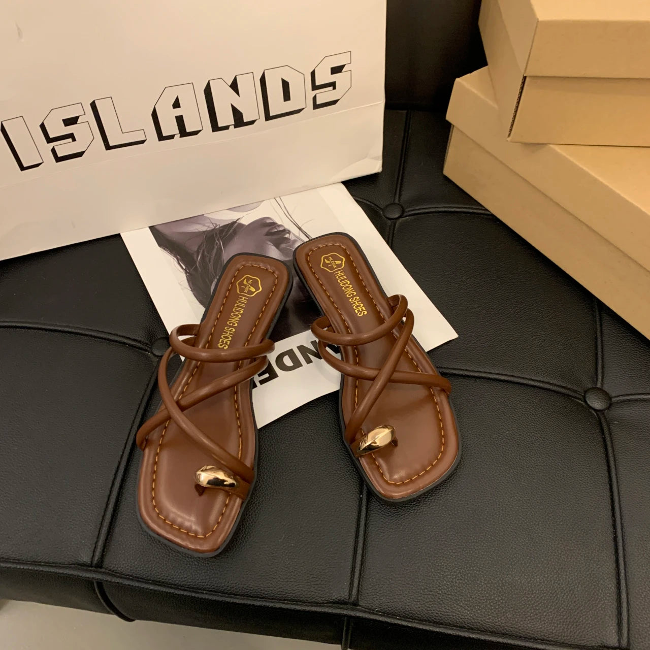 Wrapped Strap Toe-Ring Sandals