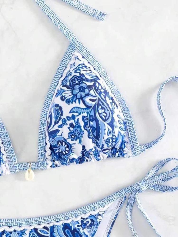 Printed Bikini with Ties