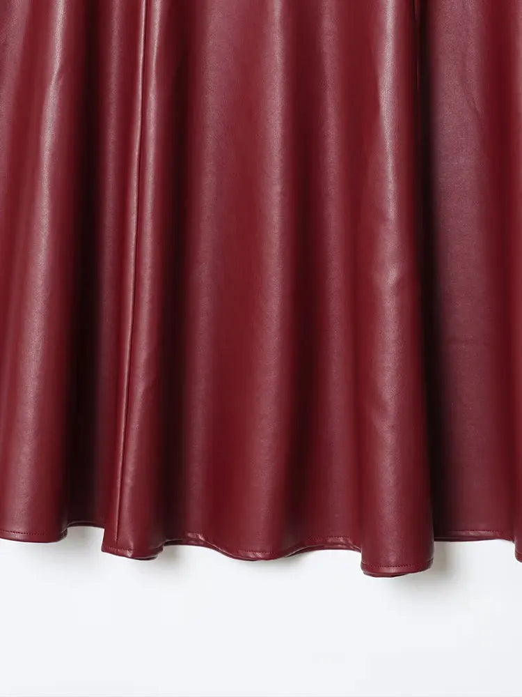 PU Leather Skirt Fashion Long