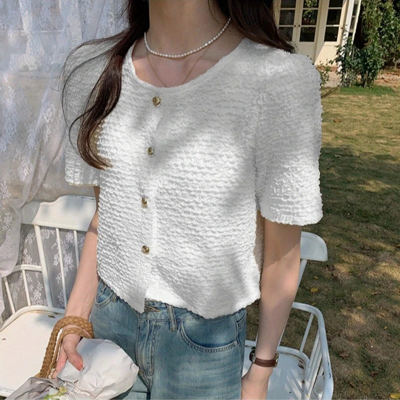 Summer Shirt Blouse with Buttons