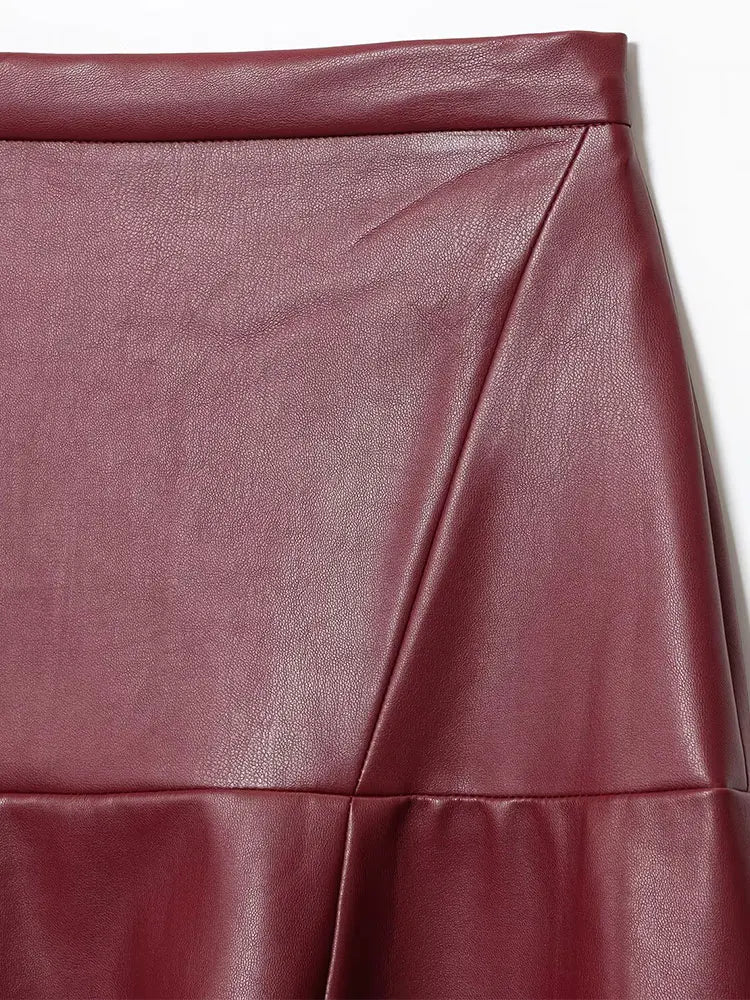 PU Leather Skirt Fashion Long