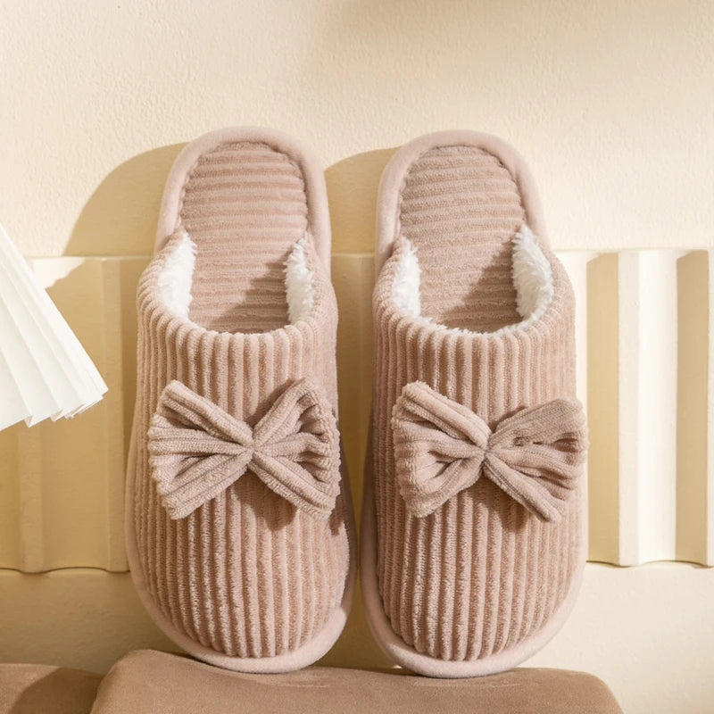 Corduroy Bow Slippers