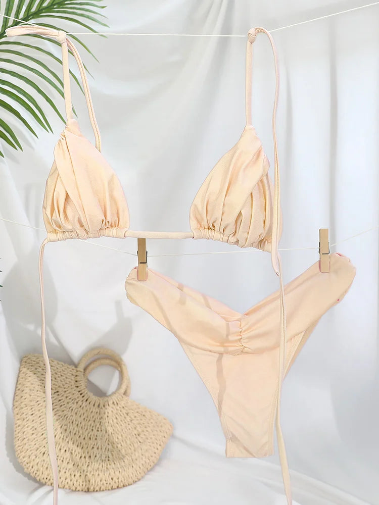 Solid Color Bikini Set