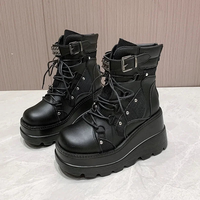 Punk-Gothic Platform Ankle Boots