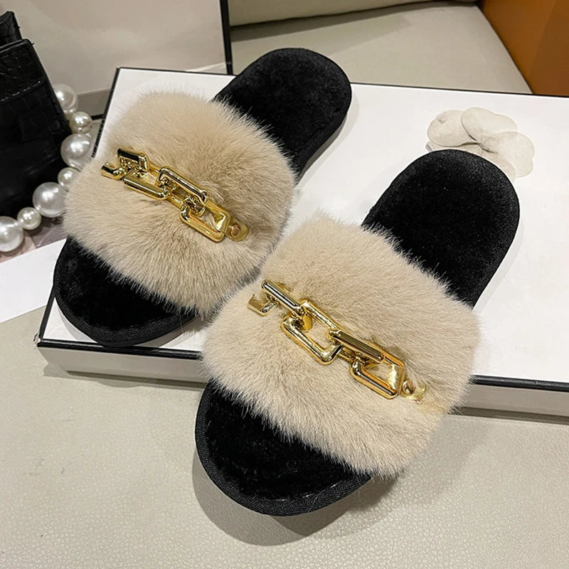Plush Faux Fur Slides