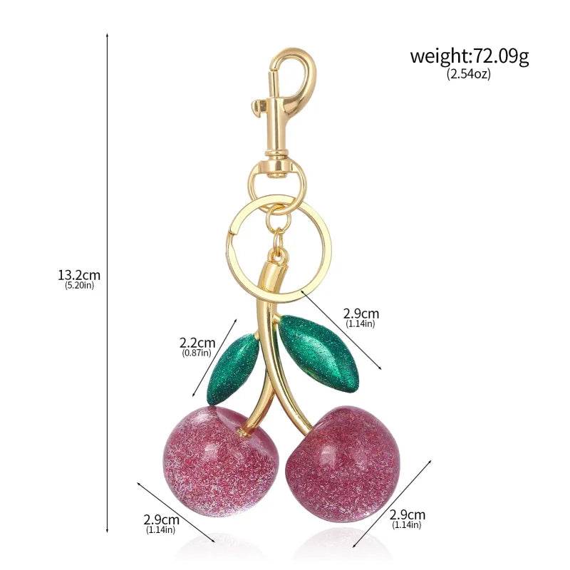 Red Cherry Pendant Keychain