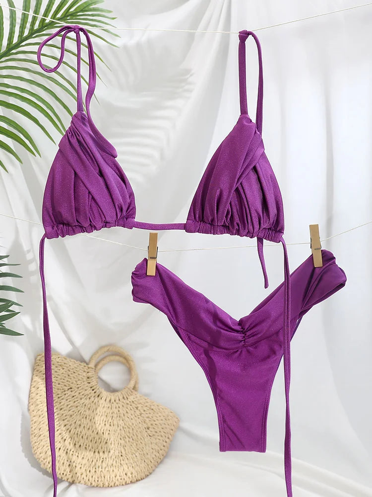 Solid Color Bikini Set