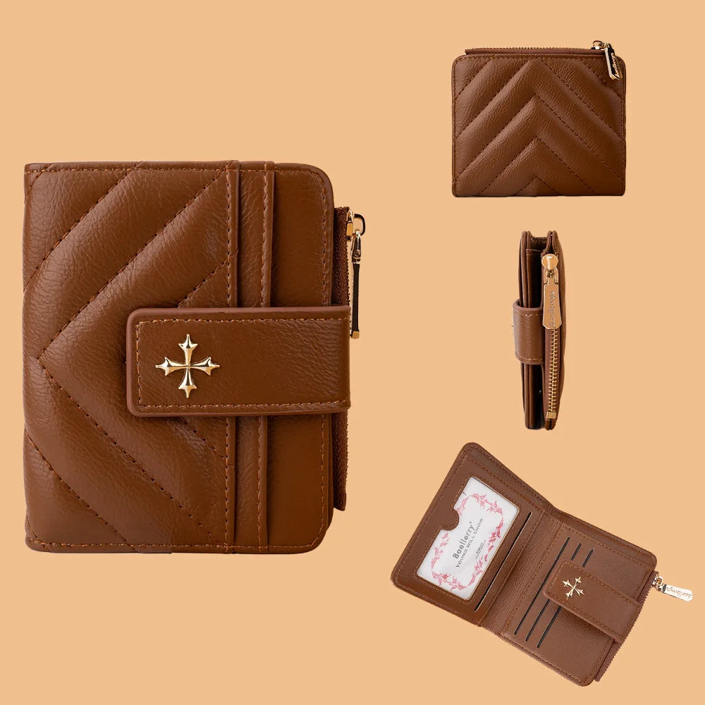 Quilted Emblem Mini Wallet