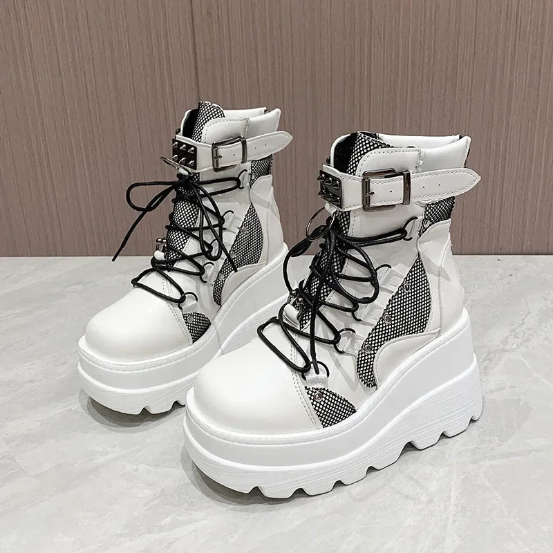 Punk-Gothic Platform Ankle Boots
