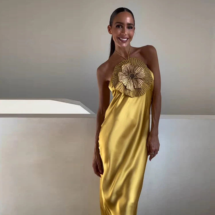 Elegant Party Women’s Dress with 3D Flower