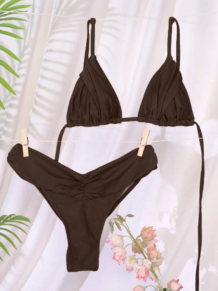 Solid Color Bikini Set