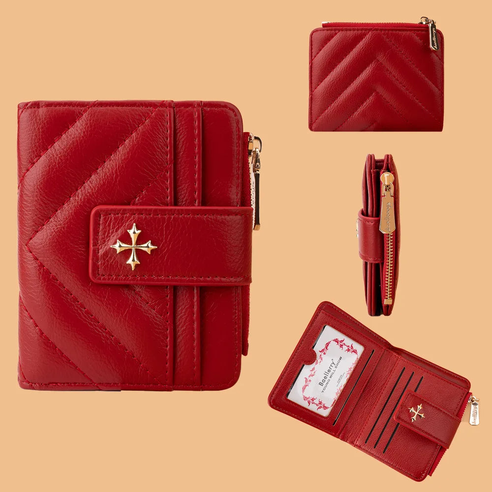 Quilted Emblem Mini Wallet