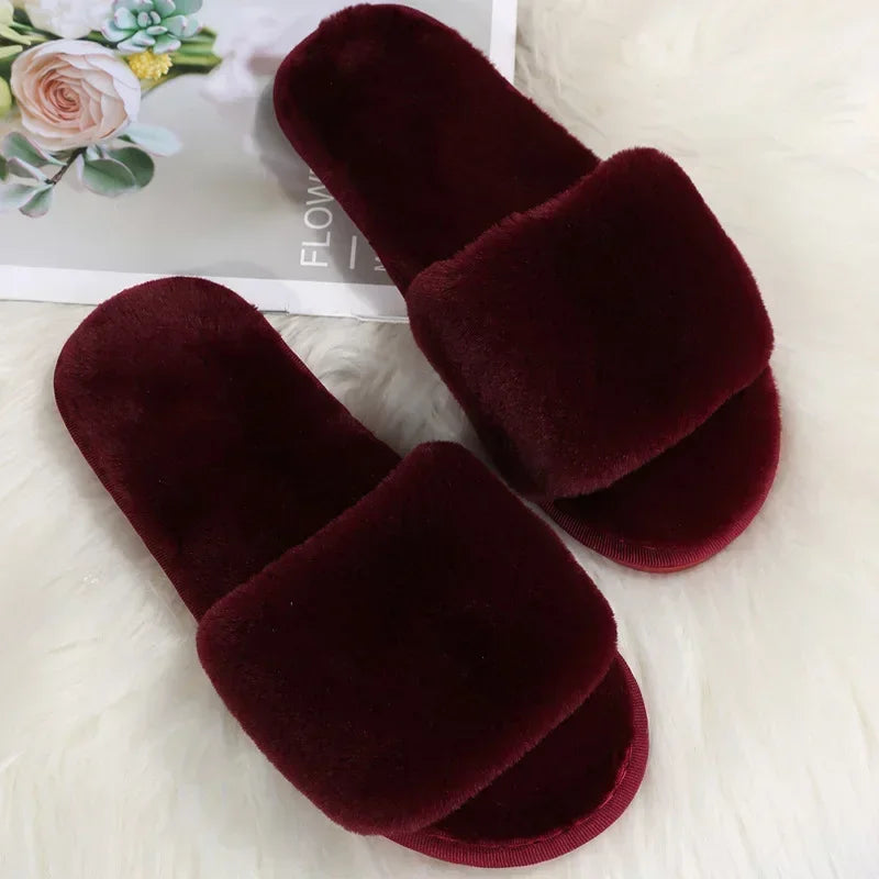 Plush Open-Toe Slippers