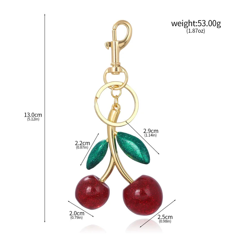 Red Cherry Pendant Keychain
