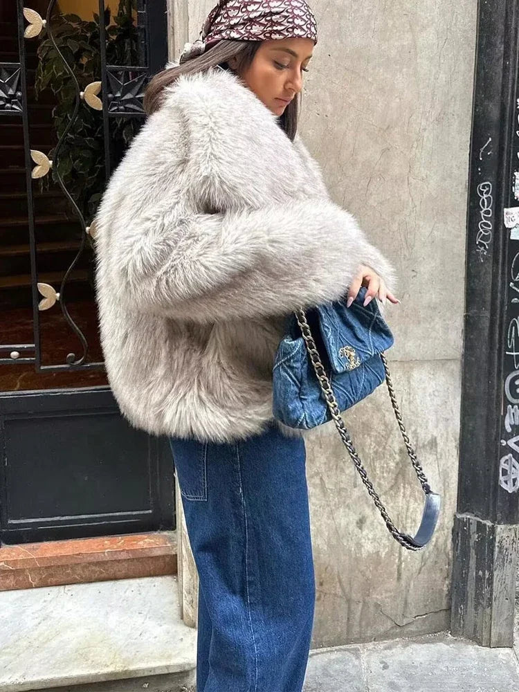Plush Fluffy Winter Coat for Women