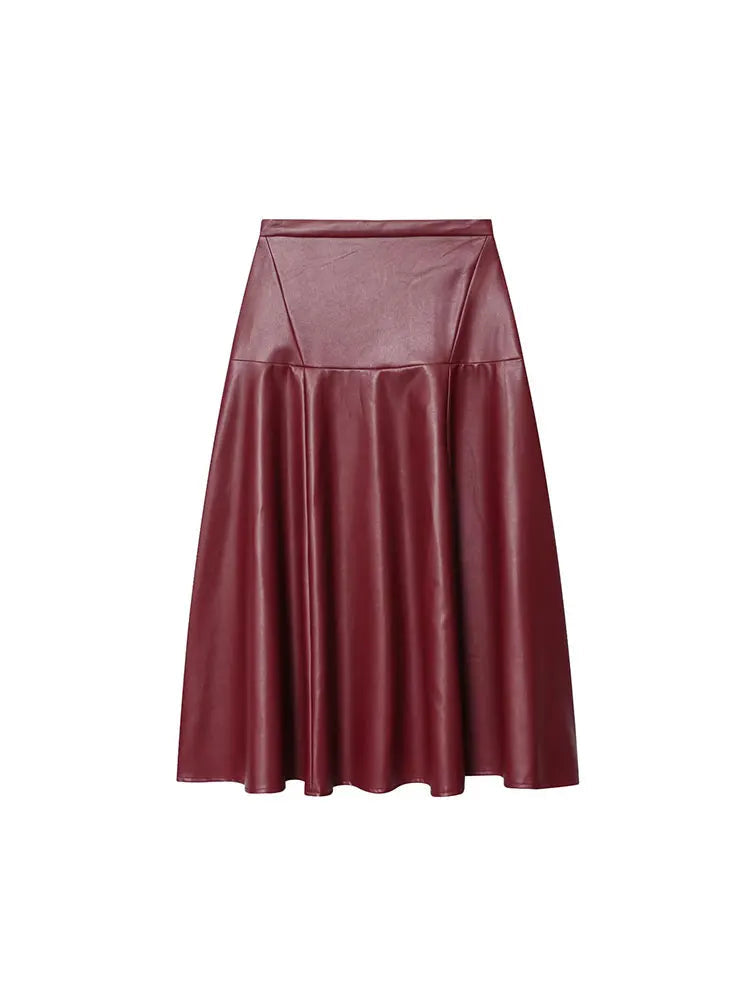 PU Leather Skirt Fashion Long