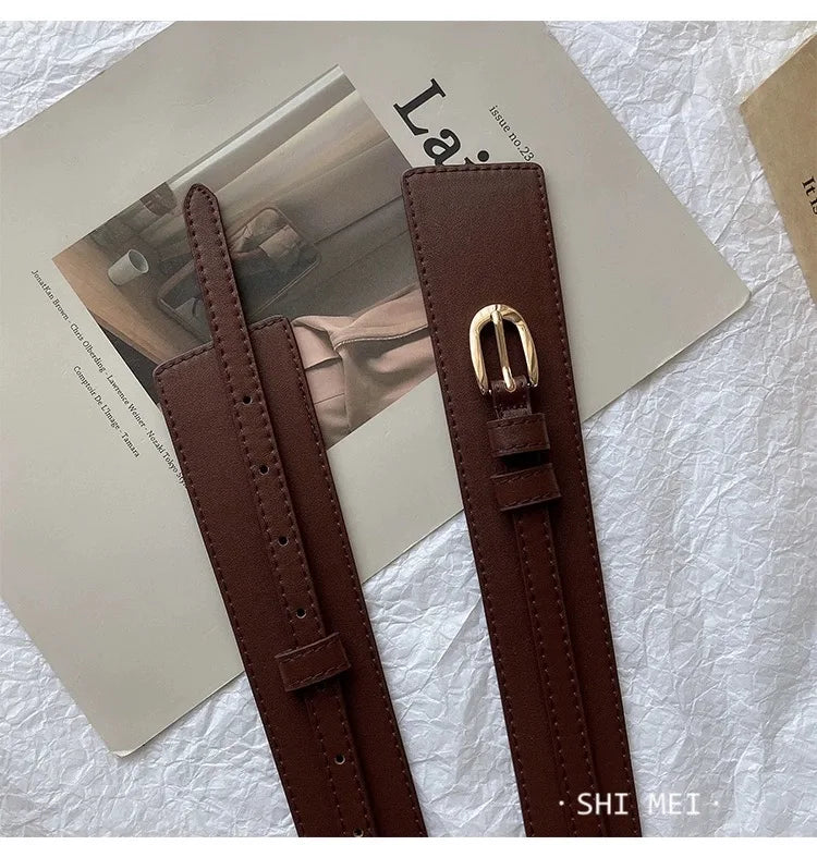 Dual Belt Ladies Wide Elastic Waist Belt