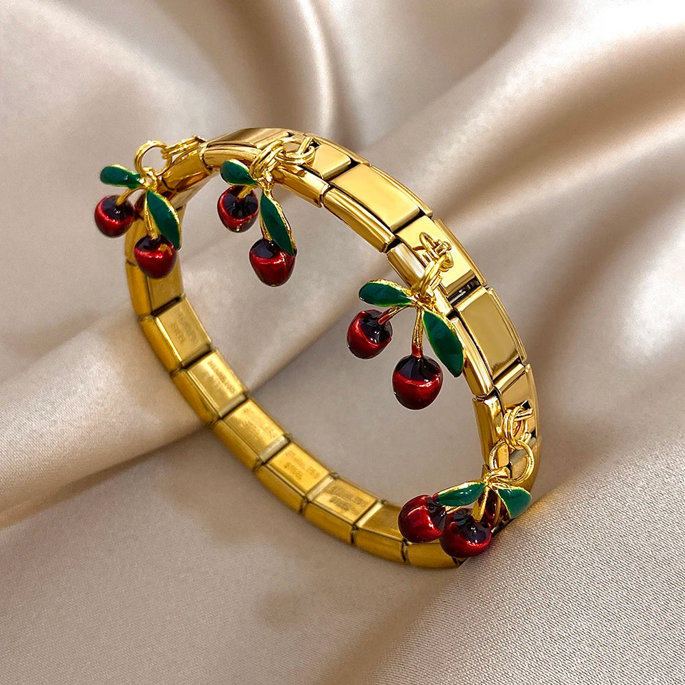 Cherry Charm Link Bracelet