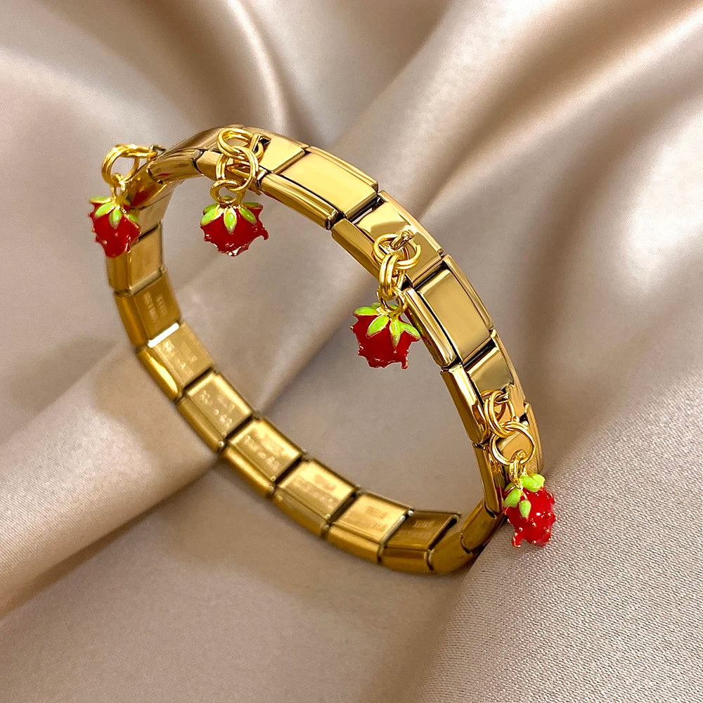 Cherry Charm Link Bracelet