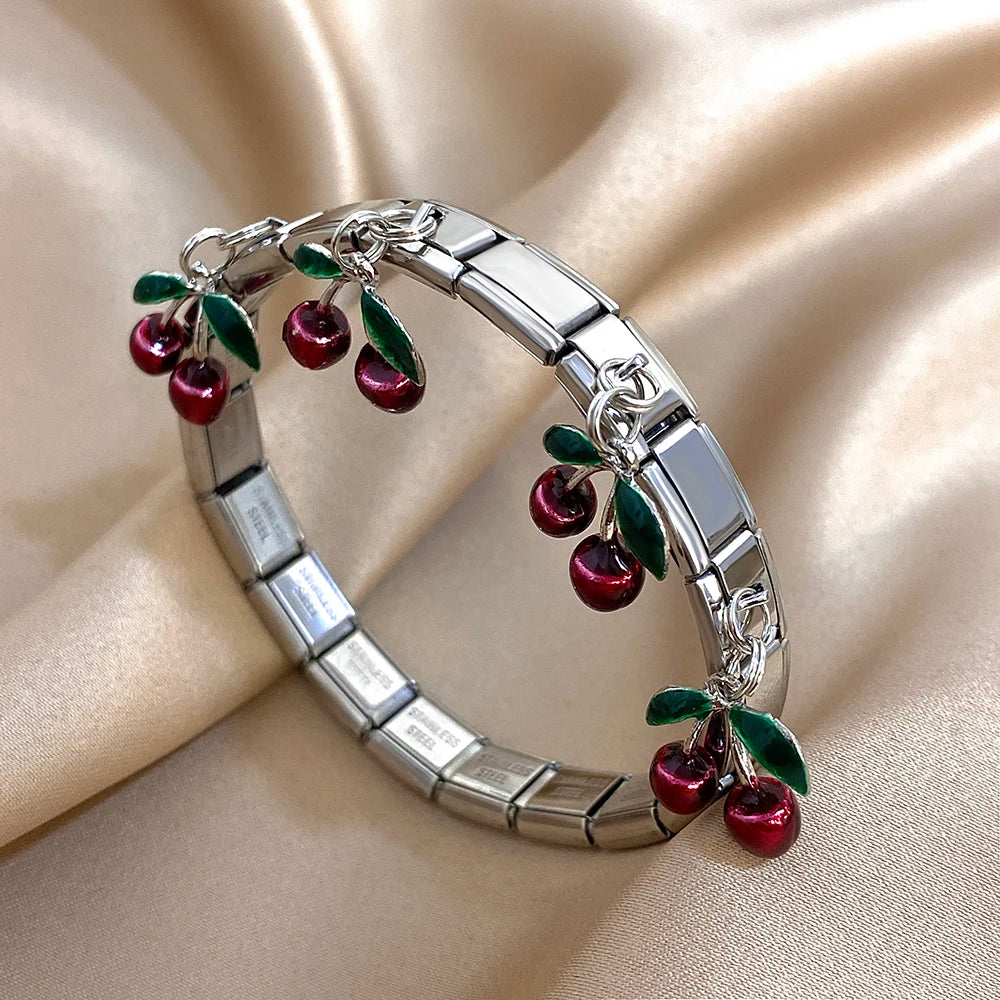 Cherry Charm Link Bracelet