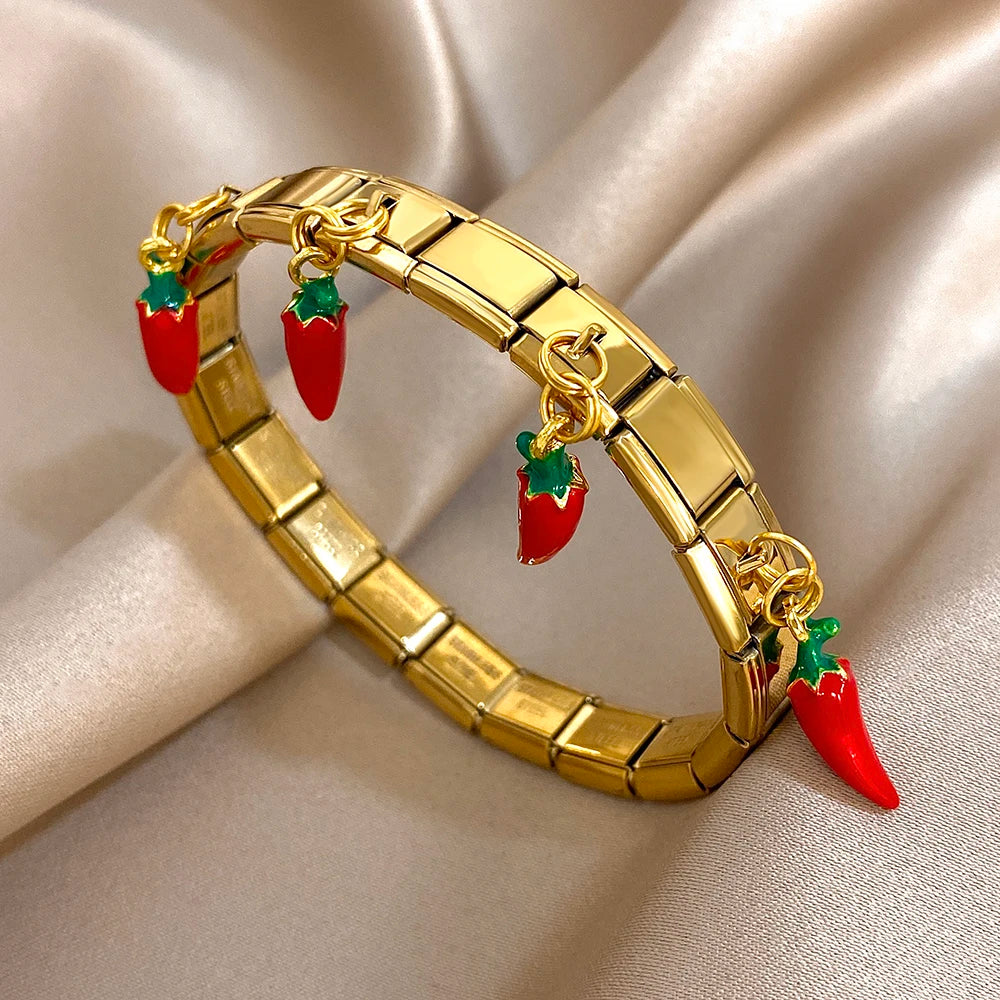 Cherry Charm Link Bracelet