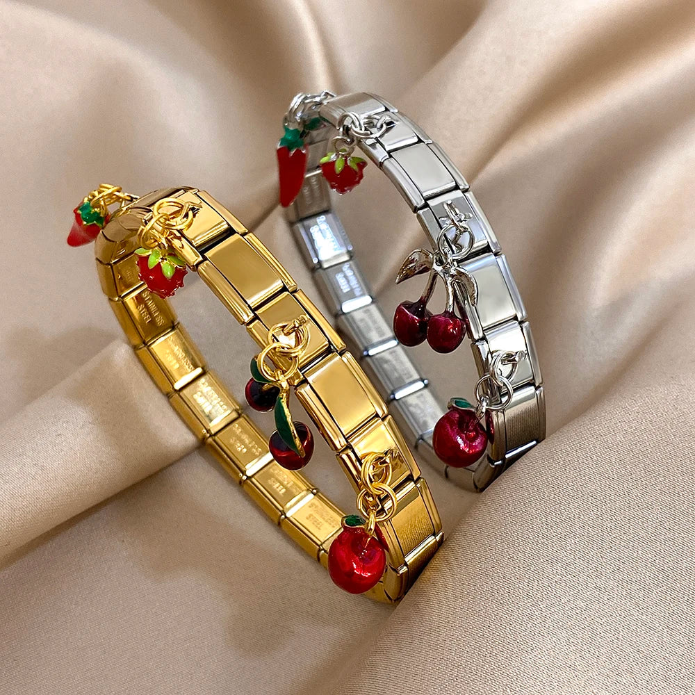 Cherry Charm Link Bracelet