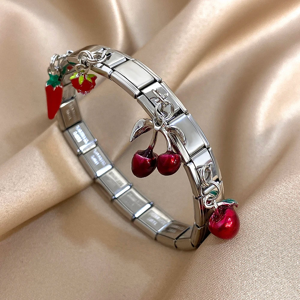 Cherry Charm Link Bracelet