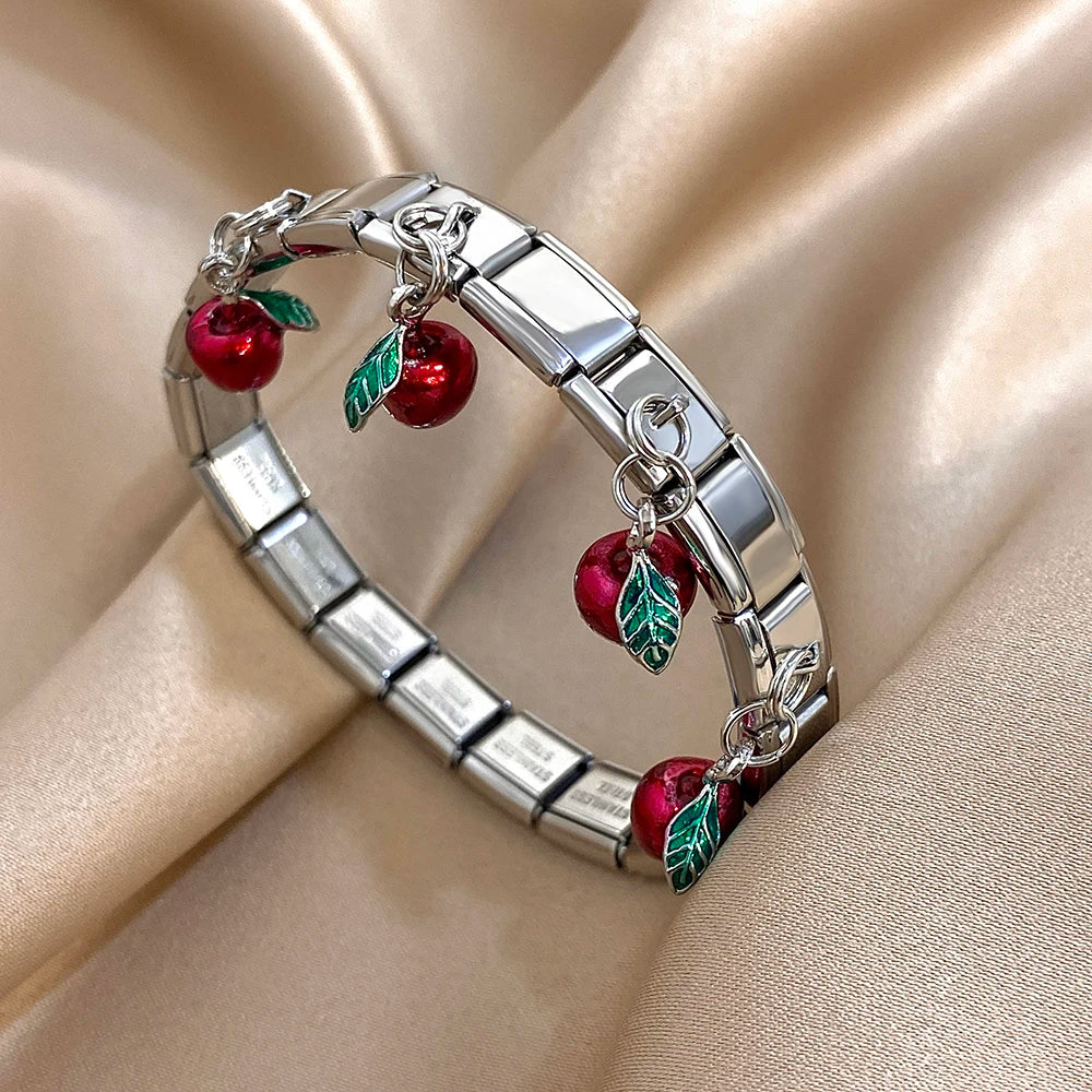 Cherry Charm Link Bracelet