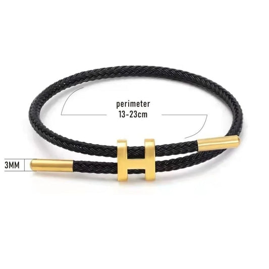 Braided Cord "H" Buckle Bracelet