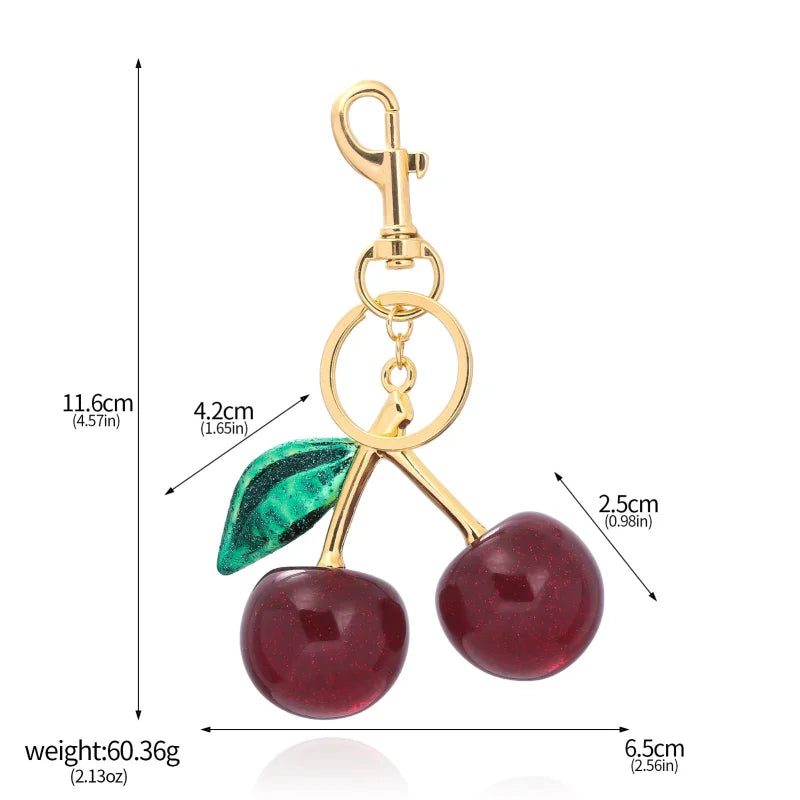Red Cherry Pendant Keychain 