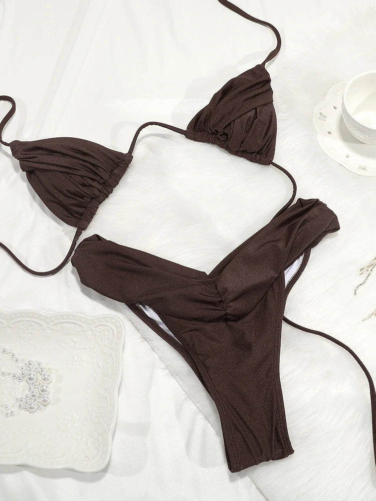 Solid Color Bikini Set 