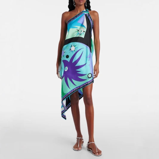Asymmetrical Satin Dress 