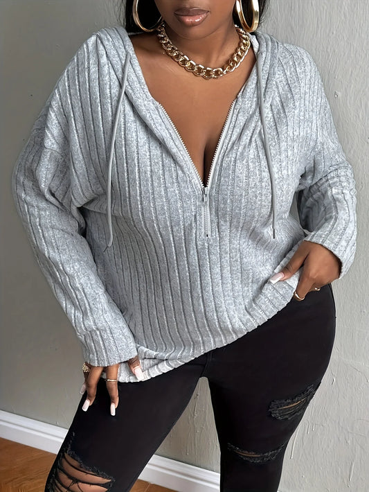Plus Size Half-Zipper Hooded Sweatshirt 