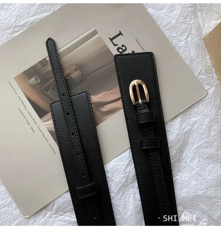 Dual Belt Ladies Wide Elastic Waist Belt
