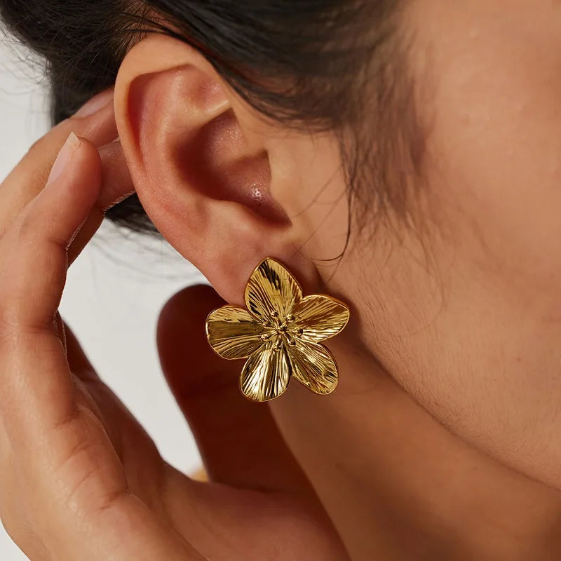 Textured Floral Statement Earrings