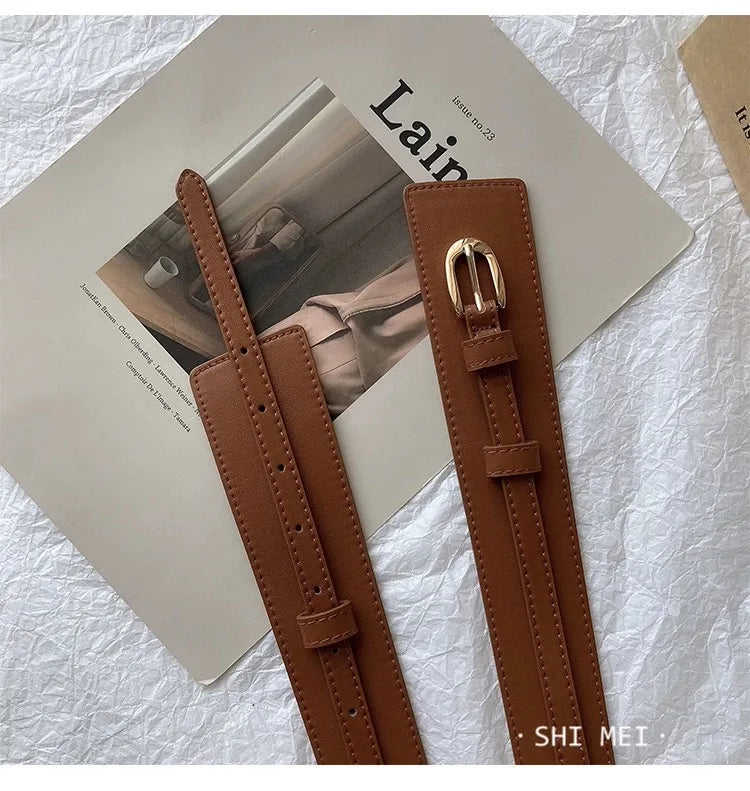 Dual Belt Ladies Wide Elastic Waist Belt