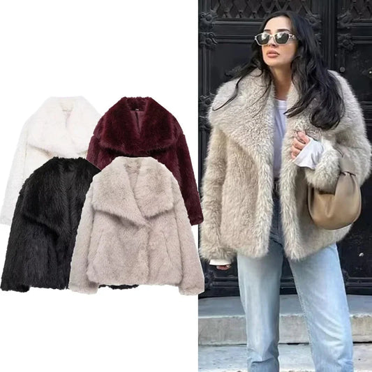 Plush Fluffy Winter Coat for Women 