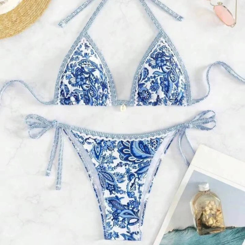 Printed Bikini with Ties 