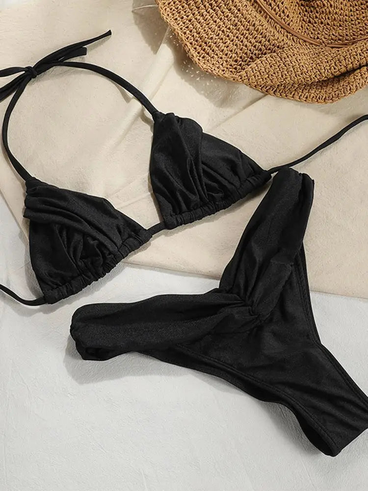 Solid Color Bikini Set 