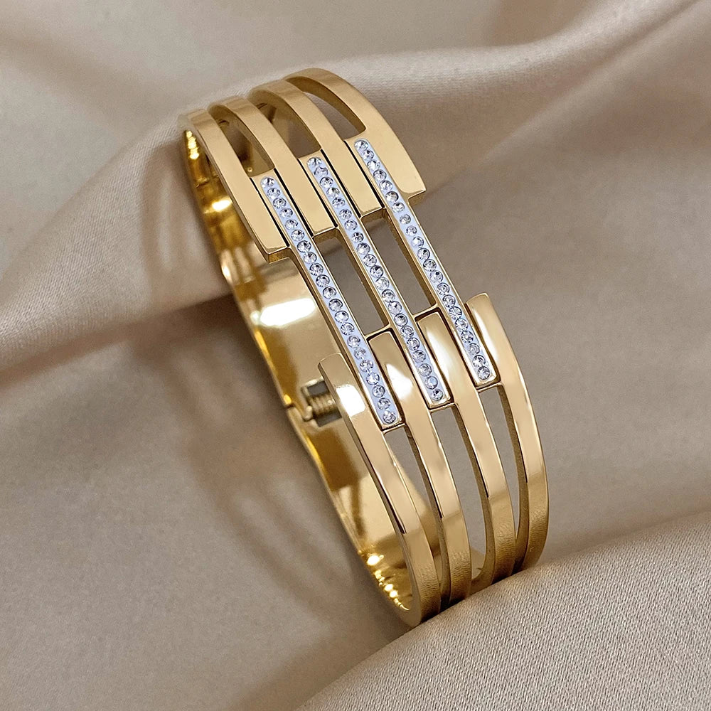 Chunky Rhinestone Bangle Bracelet