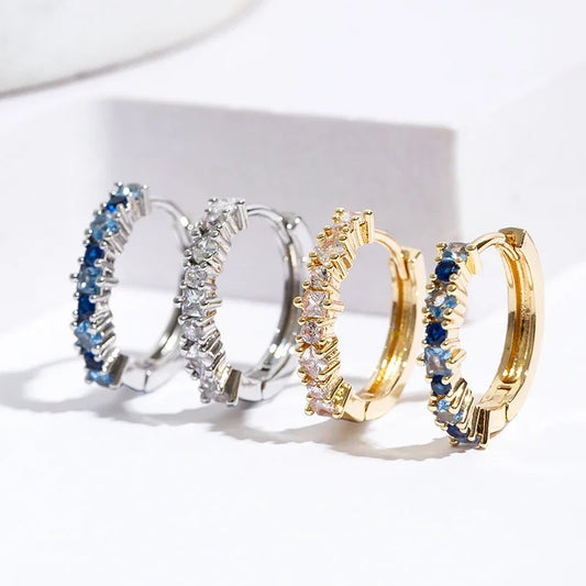 Luxury Stone Hoop Earrings 