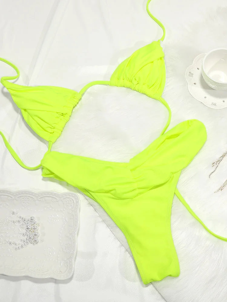 Solid Color Bikini Set 