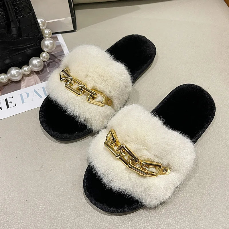 Plush Faux Fur Slides