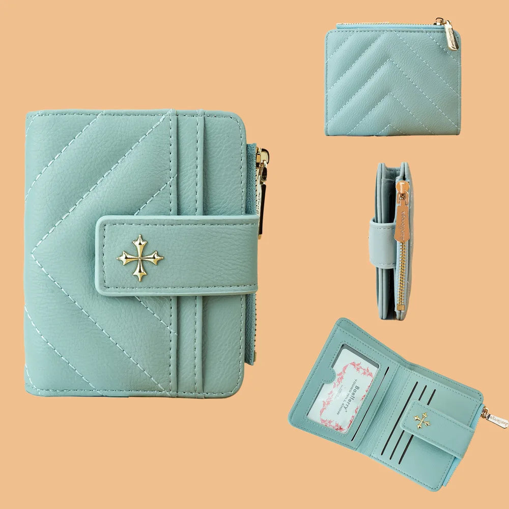 Quilted Emblem Mini Wallet