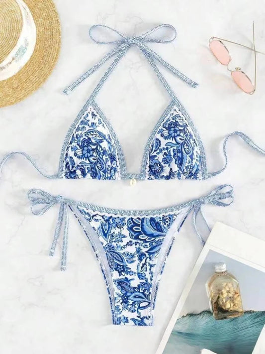 Printed Bikini with Ties 